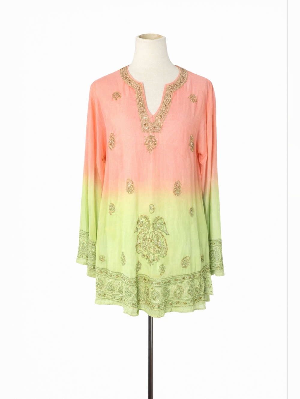 Bohemian Beach and Green Embroidered sequin  Women's Top tunic
